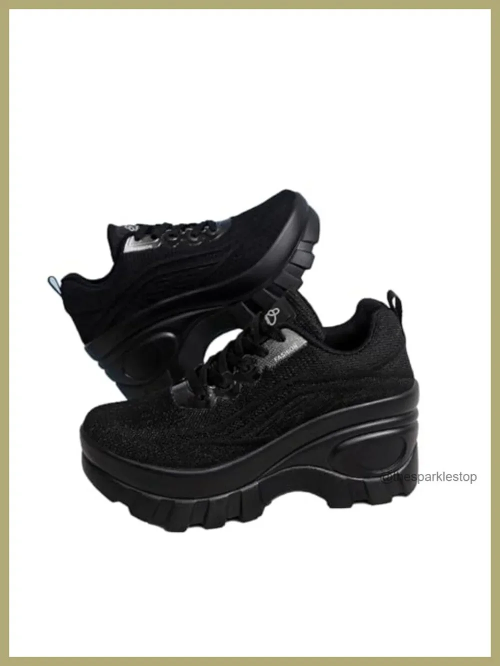 Women's Chunky Platform Knitted Lace-Up Walking Sneakers Orthopedic Non-Slip